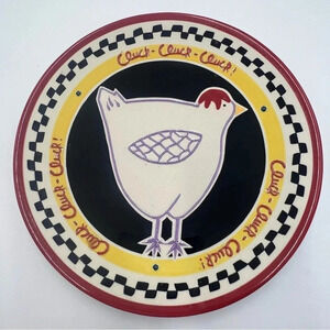 Becky Denny‎ Cluck-Cluck-Cluck 12" Round Chicken Ceramic Platter Plate Farmhouse